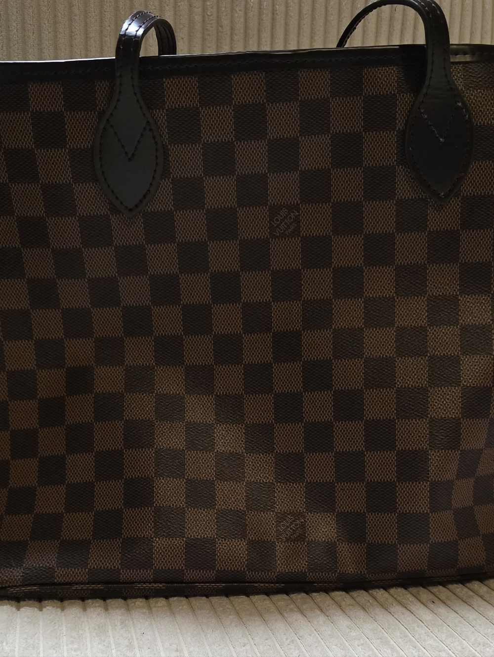 Source Unknown Brown Checkered Tote Bag with Dark Brown Handles - Picture 9 of 10